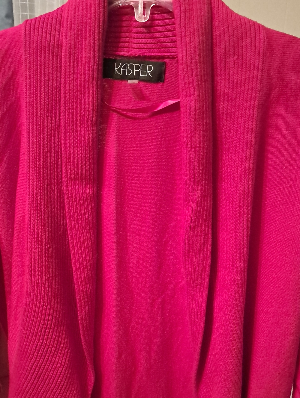 Kasper Open-Front Cardigan in Fuchsia Pink